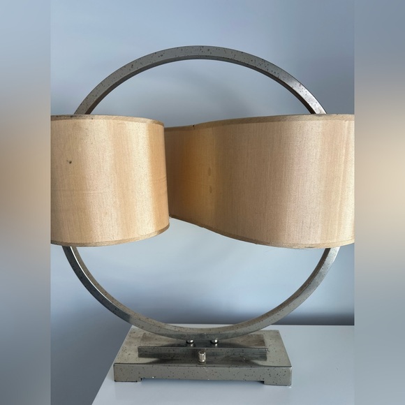 Rare Vintage Modernist Brass Double Shade Circular Table Lamp Sonneman Style MCM - Picture 8 of 11